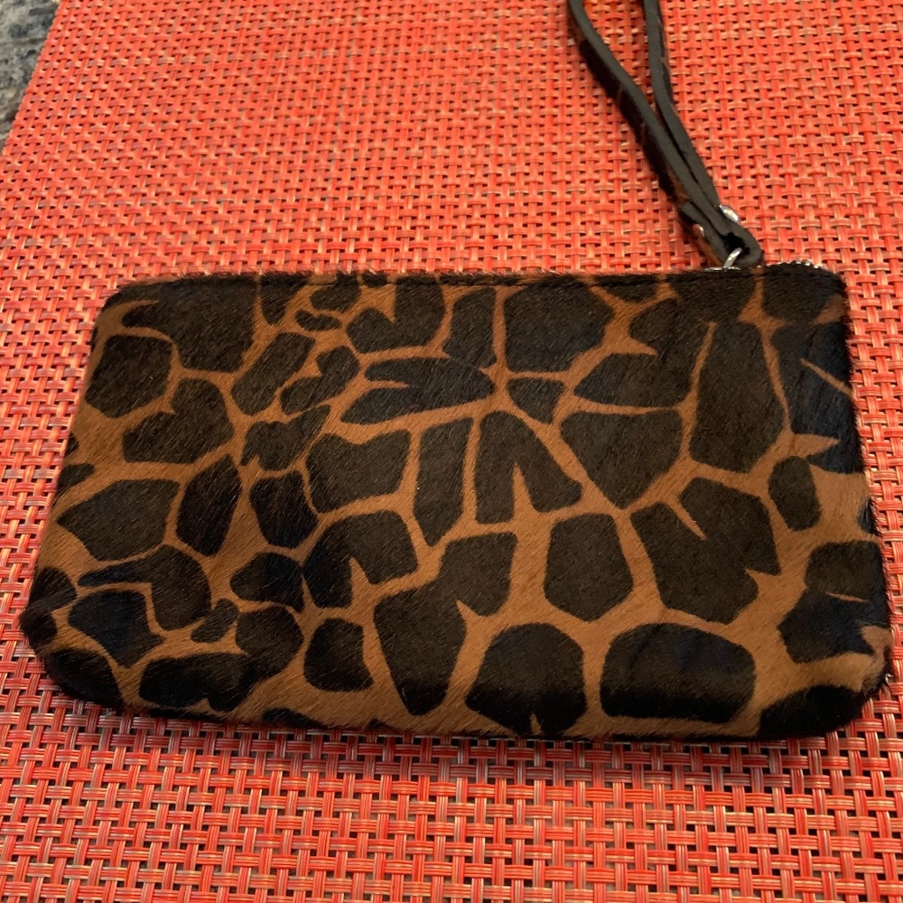 In  Pell Leather Italian Animal Print Wristlet
